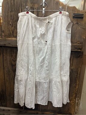 White Stag White Tiered Maxi Skirt with Drawstring Waist